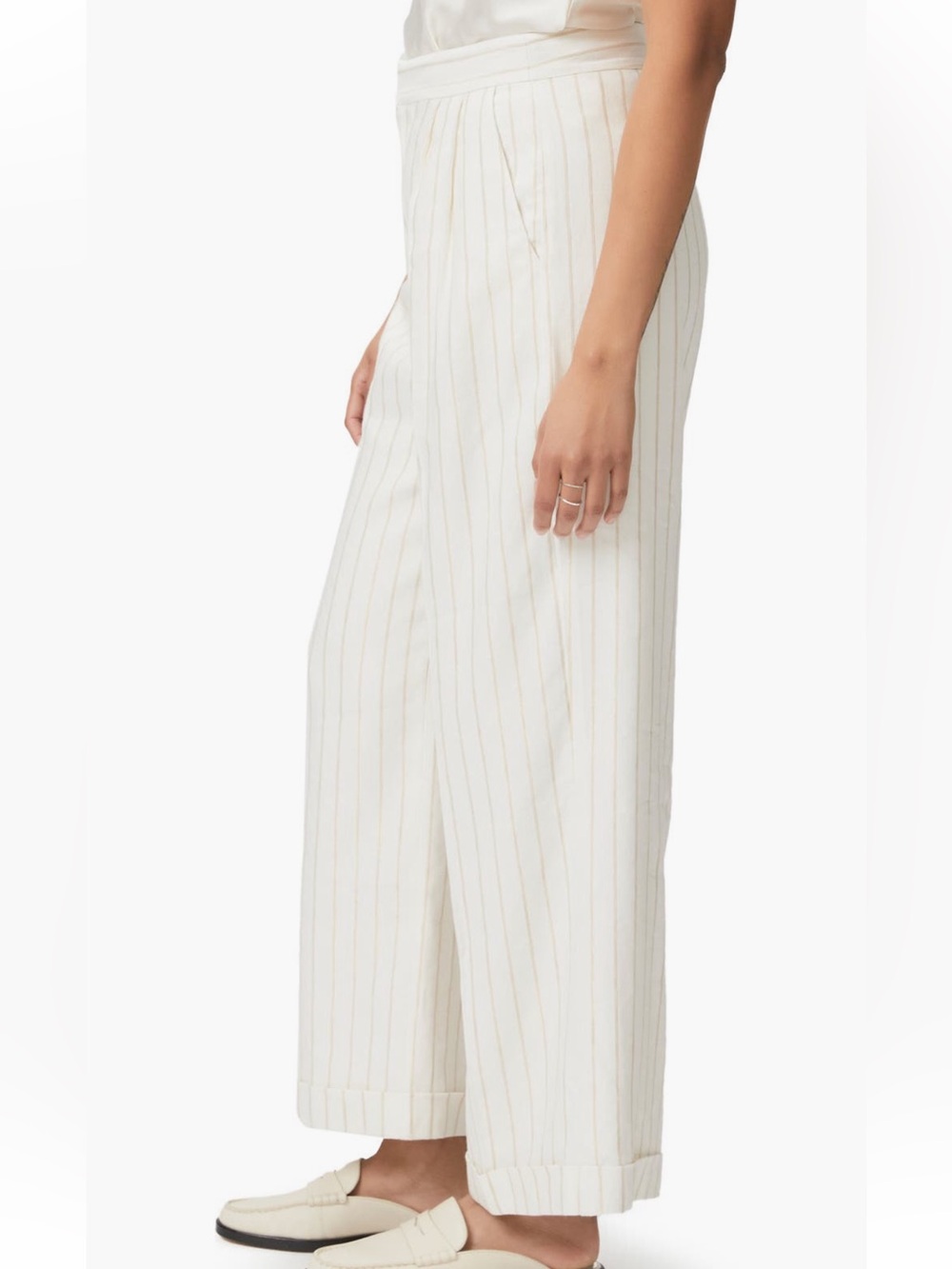 New Paige Linen Blend Kennie Stripe Wide Leg Pants Size 8